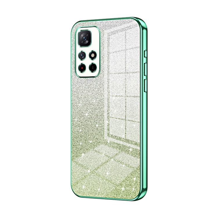 For Xiaomi Redmi Note 11T 5G/Note 11S 5G Gradient Glitter Powder Electroplated Phone Case(Green) - Xiaomi Cases by PMC TechLife | Online Shopping South Africa | PMC TechLife | Buy Now Pay Later Mobicred