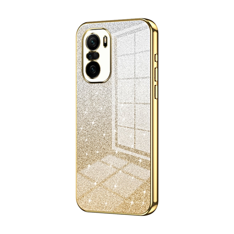 For Xiaomi Redmi K40 / K40 Pro / K40 Pro+ Gradient Glitter Powder Electroplated Phone Case(Gold) - Xiaomi Cases by PMC TechLife | Online Shopping South Africa | PMC TechLife | Buy Now Pay Later Mobicred