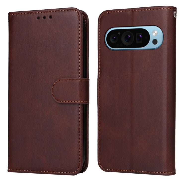 For Google Pixel 9 Classic Calf Texture Flip Leather Phone Case(Brown) - Google Cases by PMC Jewellery | Online Shopping South Africa | PMC Jewellery | Buy Now Pay Later Mobicred