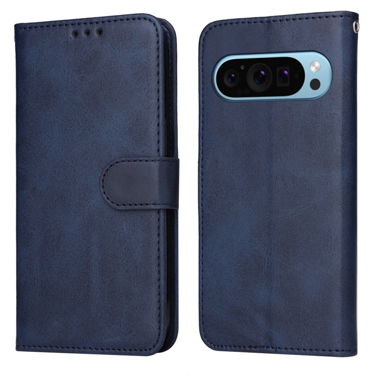 For Google Pixel 9 Classic Calf Texture Flip Leather Phone Case(Blue) - Google Cases by PMC TechLife | Online Shopping South Africa | PMC TechLife | Buy Now Pay Later Mobicred