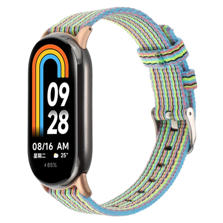 For Xiaomi Mi Band 8 Nylon Canvas Watch Band(Cyan Stripe) - free shipping - PMc TechLife - Order now!