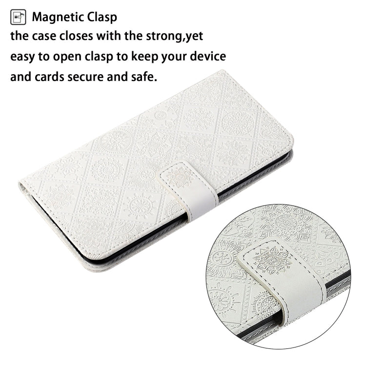 For Google Pixel 9 Pro XL Ethnic Style Embossed Pattern Leather Phone Case(White) - Google Cases by PMC TechLife | Online Shopping South Africa | PMC TechLife | Buy Now Pay Later Mobicred