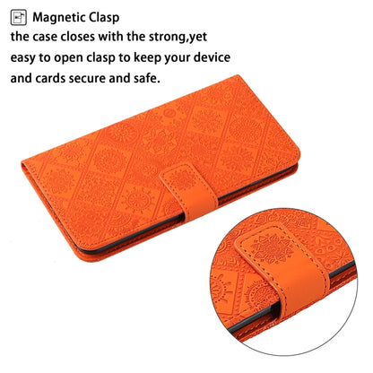 For Google Pixel 9 / 9 Pro Ethnic Style Embossed Pattern Leather Phone Case(Orange) - Google Cases by PMC Jewellery | Online Shopping South Africa | PMC Jewellery | Buy Now Pay Later Mobicred