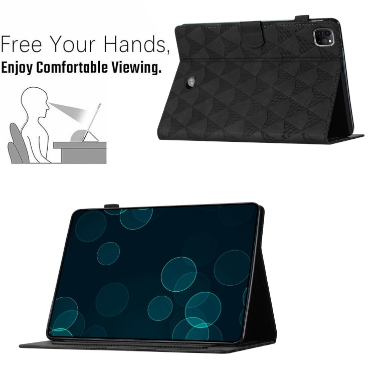 For iPad Pro 11 2024 Diamond Texture Embossed Leather Smart Tablet Case(Black) - iPad Pro 11 2024 Cases by PMC Jewellery | Online Shopping South Africa | PMC Jewellery | Buy Now Pay Later Mobicred