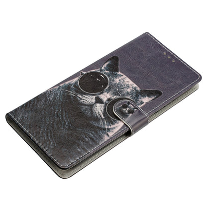 For Blackview A53 Pro Colored Drawing Leather Phone Case(Sunglasses Cat) - More Brand by PMC Jewellery | Online Shopping South Africa | PMC Jewellery | Buy Now Pay Later Mobicred