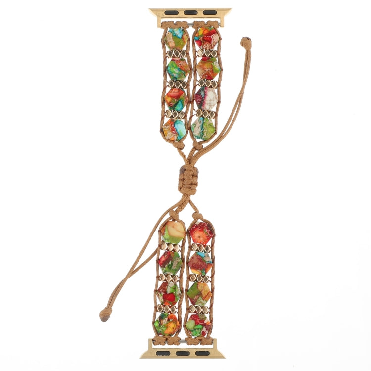 For Apple Watch Series 7 41mm Hexagonal Stones Drawstring Chain Watch Band(Colorful) - free shipping - PMC TechLife - Order now!