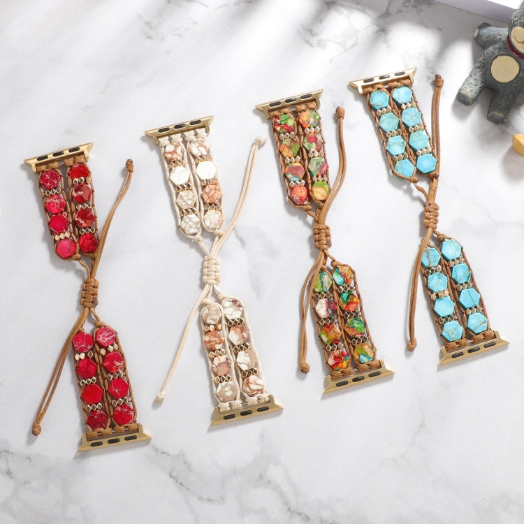 For Apple Watch Series 2 42mm Hexagonal Stones Drawstring Chain Watch Band(Colorful) - Watch Bands by PMC TechLife | Online Shopping South Africa | PMC TechLife