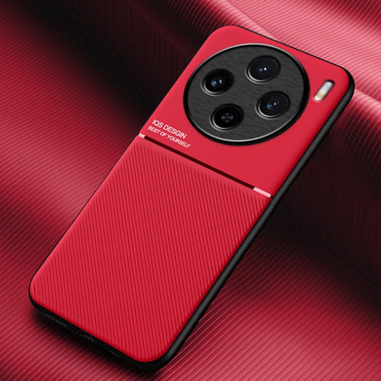 For vivo X100 Classic Tilt Strip Grain Magnetic Shockproof PC + TPU Phone Case(Red) - X100 Cases by PMC Jewellery | Online Shopping South Africa | PMC Jewellery