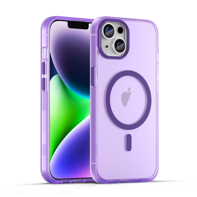 For iPhone 14 MagSafe Frosted Translucent TPU + PC Full Coverage Phone Case(Dark Purple) - iPhone 14 Cases by PMC TechLife | Online Shopping South Africa | PMC TechLife