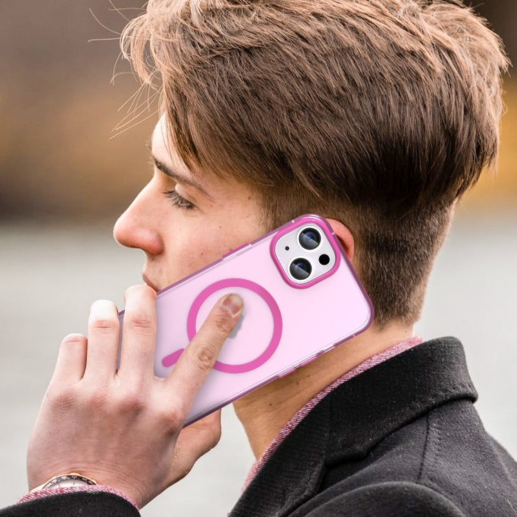For iPhone 16 MagSafe Frosted Translucent TPU + PC Full Coverage Phone Case(Pink) - iPhone 16 Cases by PMC TechLife | Online Shopping South Africa | PMC TechLife | Buy Now Pay Later Mobicred