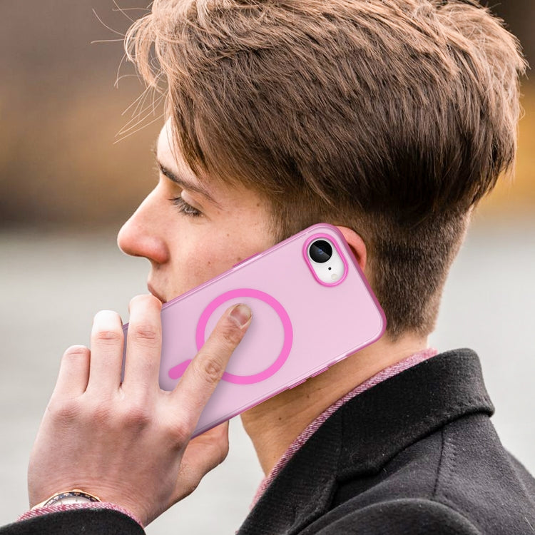 For iPhone 16e MagSafe Frosted Translucent TPU + PC Full Coverage Phone Case(Pink) - iPhone 16e Cases by PMC TechLife | Online Shopping South Africa | PMC TechLife | Buy Now Pay Later Mobicred