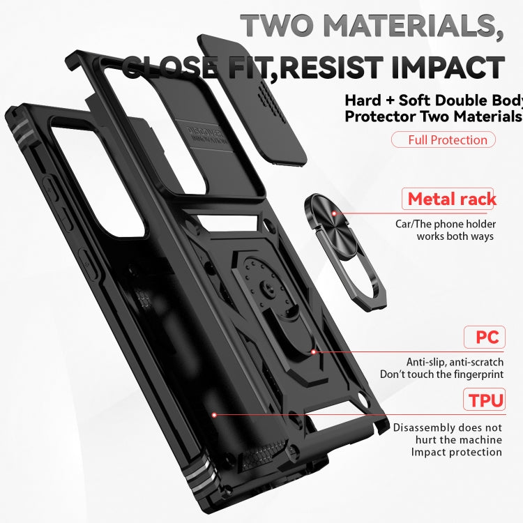 For Samsung Galaxy S24 Ultra 5G Sliding Camshield Holder Phone Case(Black) - Galaxy S24 Ultra 5G Cases by PMC TechLife | Online Shopping South Africa | PMC TechLife