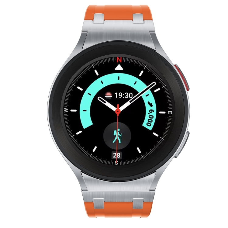 For Samsung Galaxy watch 4 / 5 / 6 AP Series Liquid Silicone Watch Band(Silver Orange) - Watch Bands by PMC Jewellery | Online Shopping South Africa | PMC Jewellery