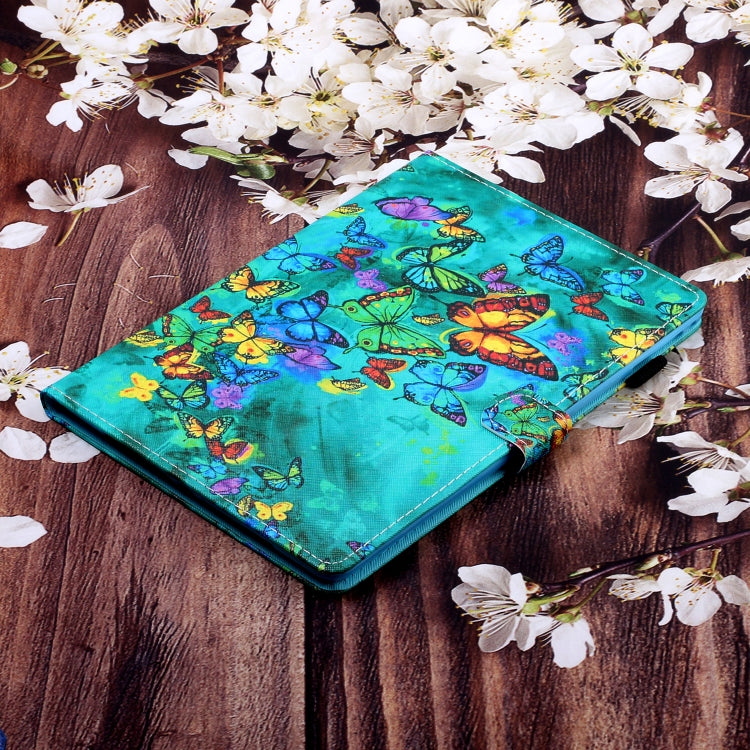 For Lenovo Tab M11/ Xiaoxin Pad 11 2024 Coloured Drawing Stitching Smart Leather Tablet Case(Green Butterfly) - Lenovo by PMC Jewellery | Online Shopping South Africa | PMC Jewellery | Buy Now Pay Later Mobicred