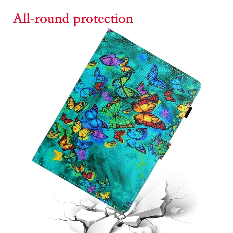 For Lenovo Tab M11/ Xiaoxin Pad 11 2024 Coloured Drawing Stitching Smart Leather Tablet Case(Green Butterfly) - Lenovo by PMC Jewellery | Online Shopping South Africa | PMC Jewellery | Buy Now Pay Later Mobicred