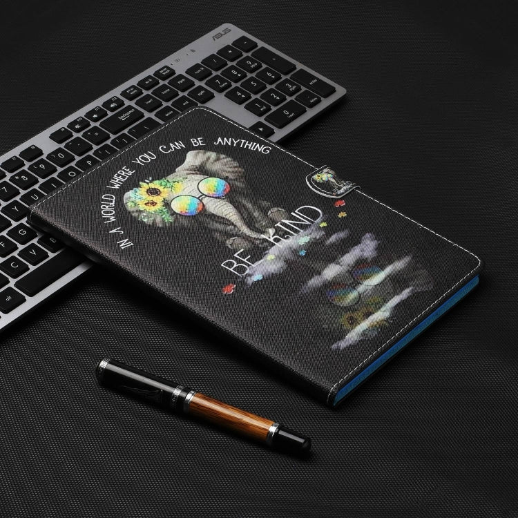 For Lenovo Tab P12 2023 / TB370FU Coloured Drawing Stitching Smart Leather Tablet Case(Glasses Elephant) - Lenovo by PMC TechLife | Online Shopping South Africa | PMC TechLife | Buy Now Pay Later Mobicred