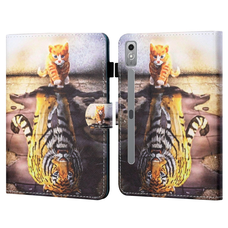 For Lenovo Tab P12 2023 / TB370FU Coloured Drawing Stitching Smart Leather Tablet Case(Cat and Tiger) - Lenovo by PMC TechLife | Online Shopping South Africa | PMC TechLife | Buy Now Pay Later Mobicred
