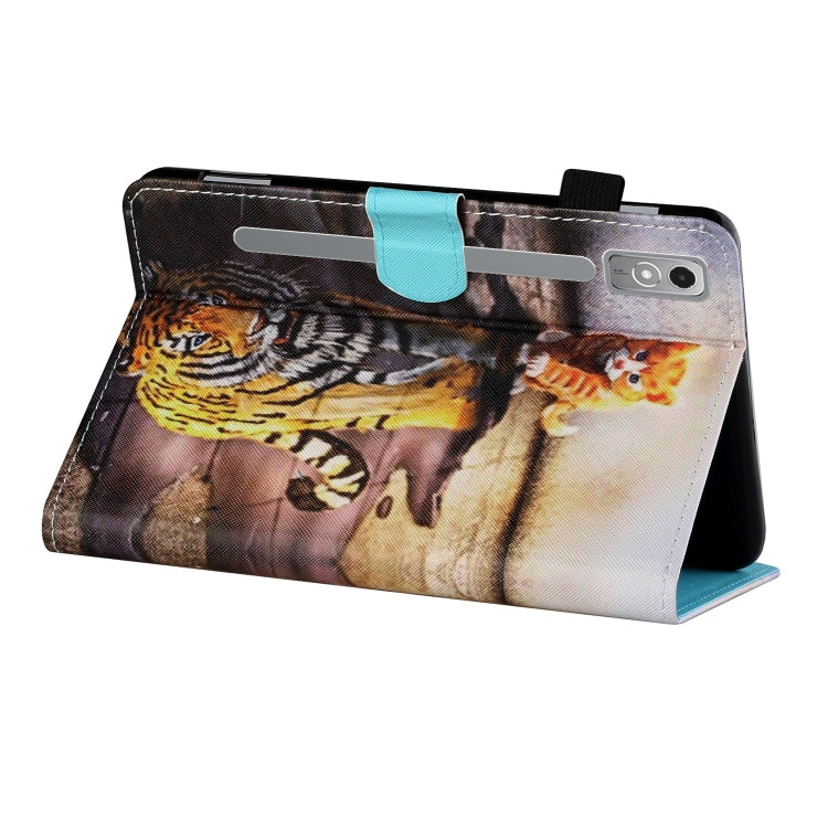For Lenovo Tab P12 2023 / TB370FU Coloured Drawing Stitching Smart Leather Tablet Case(Cat and Tiger) - Lenovo by PMC TechLife | Online Shopping South Africa | PMC TechLife | Buy Now Pay Later Mobicred