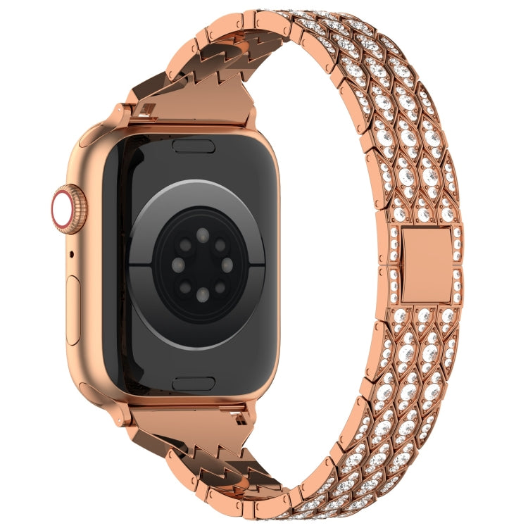 For Apple Watch Series 8 45mm Devil Eye Diamond Bracelet Metal Watch Band(Rose Gold) - Watch Bands by PMC Jewellery | Online Shopping South Africa | PMC Jewellery