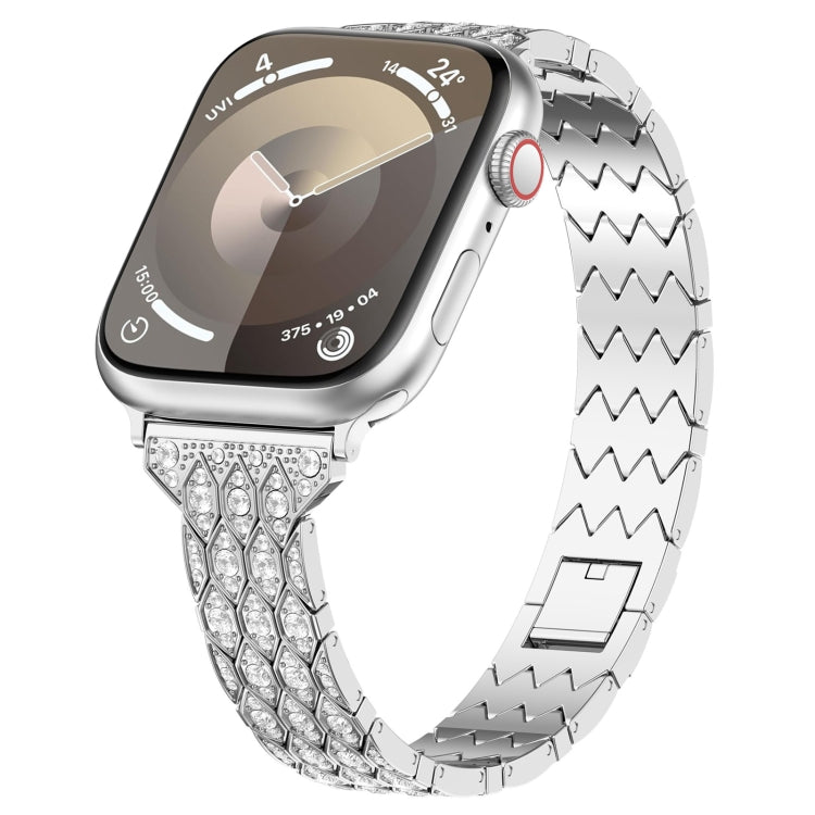For Apple Watch Series 8 45mm Devil Eye Diamond Bracelet Metal Watch Band(Silver) - Watch Bands by PMC TechLife | Online Shopping South Africa | PMC TechLife