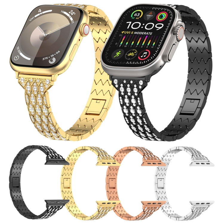 For Apple Watch 38mm Devil Eye Diamond Bracelet Metal Watch Band(Silver) - Watch Bands by PMC TechLife | Online Shopping South Africa | PMC TechLife