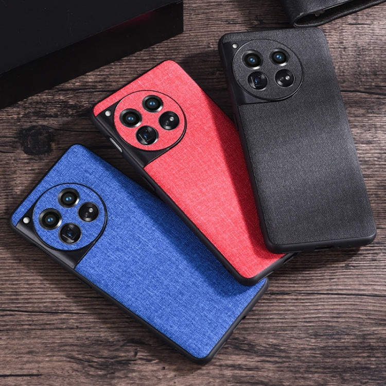 For OnePlus 12 Cloth Texture PU + TPU Phone Case(Black) - OnePlus Cases by PMC TechLife | Online Shopping South Africa | PMC TechLife