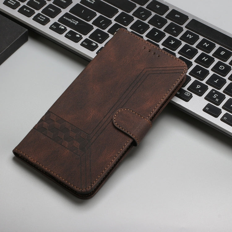 For Google Pixel 9 Cubic Skin Feel Flip Leather Phone Case(Brown) - Google Cases by PMC TechLife | Online Shopping South Africa | PMC TechLife | Buy Now Pay Later Mobicred