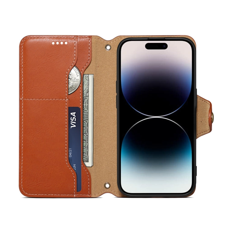 For iPhone 16 Pro Max Denior Cowhide Texture Wallet Style Leather Phone Case(Brown) - free shipping - PMC Jewellery - Order now!