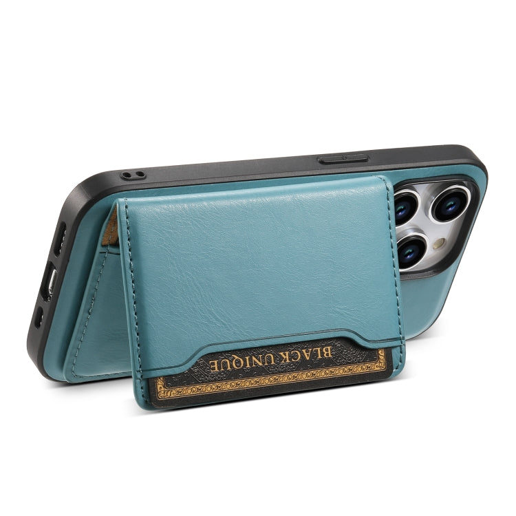 For iPhone 15 Pro Max Denior Cowhide Texture Leather MagSafe Detachable Wallet Phone Case(Blue) - iPhone 15 Pro Max Cases by Denior | Online Shopping South Africa | PMC Jewellery | Buy Now Pay Later Mobicred