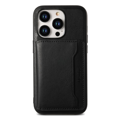 For iPhone 15 Pro Denior Cowhide Texture Leather MagSafe Detachable Wallet Phone Case(Black) - iPhone 15 Pro Cases by Denior | Online Shopping South Africa | PMC Jewellery | Buy Now Pay Later Mobicred