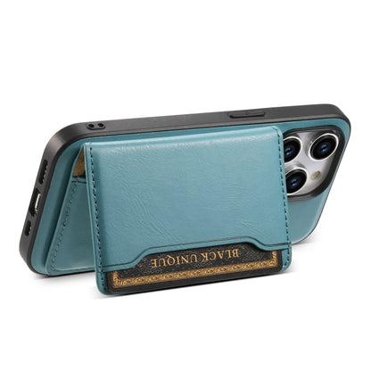 For iPhone 15 Plus Denior Cowhide Texture Leather MagSafe Detachable Wallet Phone Case(Blue) - iPhone 15 Plus Cases by Denior | Online Shopping South Africa | PMC Jewellery | Buy Now Pay Later Mobicred