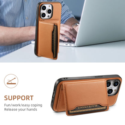 For iPhone 15 Denior Cowhide Texture Leather MagSafe Detachable Wallet Phone Case(Khaki) - iPhone 15 Cases by Denior | Online Shopping South Africa | PMC Jewellery | Buy Now Pay Later Mobicred