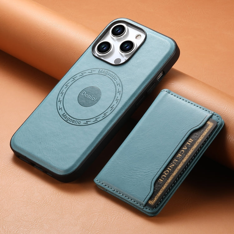 For iPhone 13 Pro Max Denior Cowhide Texture Leather MagSafe Detachable Wallet Phone Case(Blue) - free shipping - PMC Jewellery - Order now!