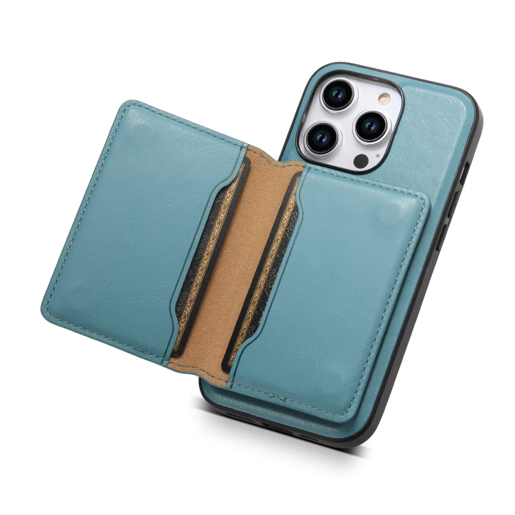 For iPhone 13 Denior Cowhide Texture Leather MagSafe Detachable Wallet Phone Case(Blue) - iPhone 13 Cases by Denior | Online Shopping South Africa | PMC Jewellery | Buy Now Pay Later Mobicred