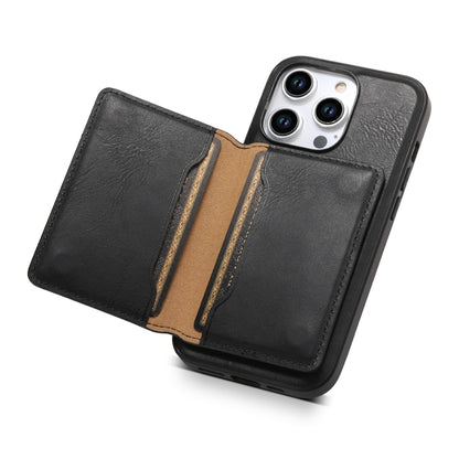 For iPhone 13 Denior Cowhide Texture Leather MagSafe Detachable Wallet Phone Case(Black) - iPhone 13 Cases by Denior | Online Shopping South Africa | PMC Jewellery | Buy Now Pay Later Mobicred