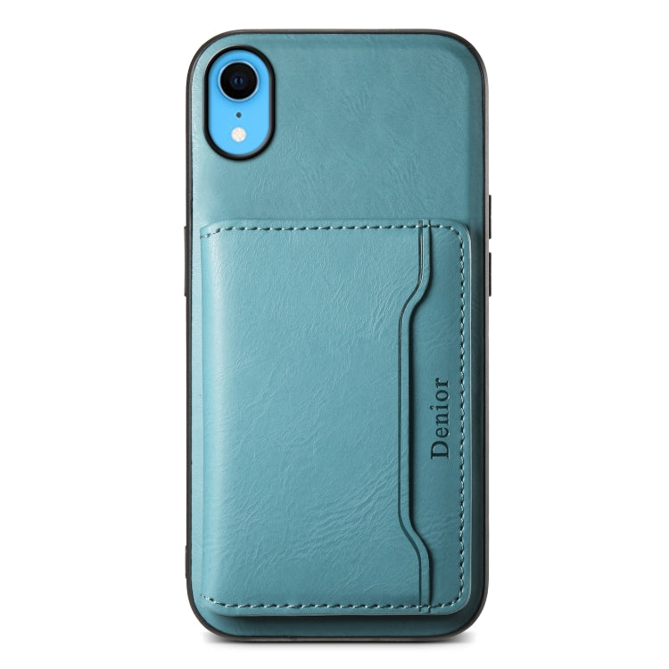 For iPhone XR Denior Cowhide Texture Leather MagSafe Detachable Wallet Phone Case(Blue) - More iPhone Cases by Denior | Online Shopping South Africa | PMC Jewellery | Buy Now Pay Later Mobicred