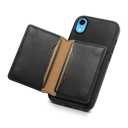 For iPhone XR Denior Cowhide Texture Leather MagSafe Detachable Wallet Phone Case(Black) - More iPhone Cases by Denior | Online Shopping South Africa | PMC Jewellery | Buy Now Pay Later Mobicred