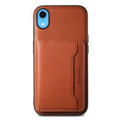 For iPhone XR Denior Cowhide Texture Leather MagSafe Detachable Wallet Phone Case(Brown) - More iPhone Cases by Denior | Online Shopping South Africa | PMC Jewellery | Buy Now Pay Later Mobicred