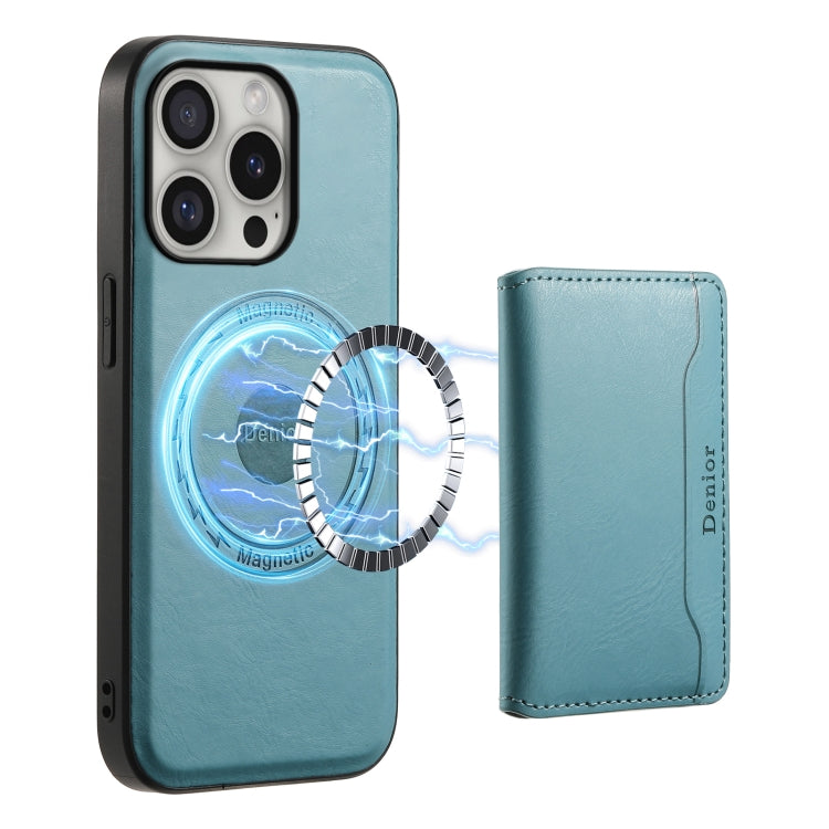 For iPhone 16 Pro Max Denior Cowhide Texture Leather MagSafe Detachable Wallet Phone Case(Blue) - iPhone 16 Pro Max Cases by Denior | Online Shopping South Africa | PMC TechLife | Buy Now Pay Later Mobicred