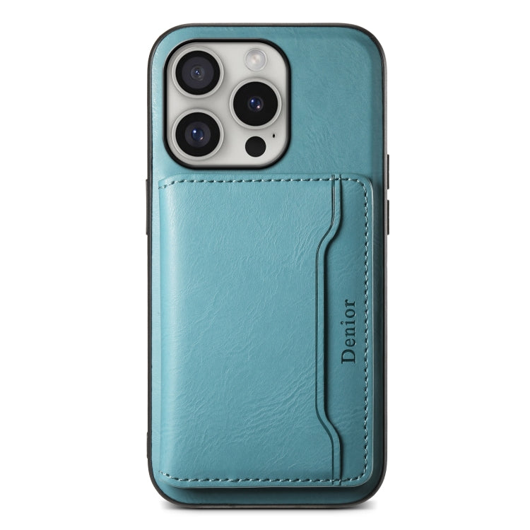 For iPhone 16 Pro Max Denior Cowhide Texture Leather MagSafe Detachable Wallet Phone Case(Blue) - iPhone 16 Pro Max Cases by Denior | Online Shopping South Africa | PMC TechLife | Buy Now Pay Later Mobicred