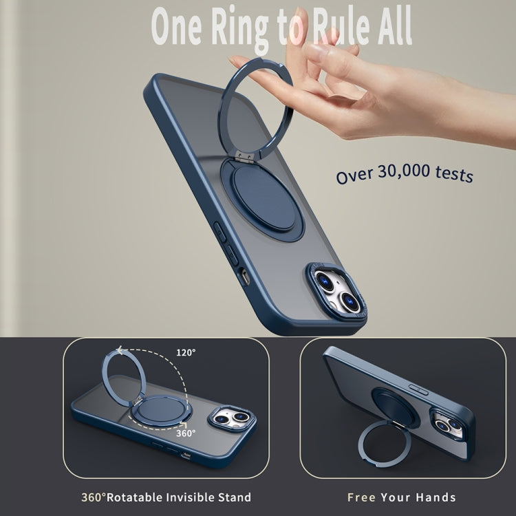 For iPhone 14 Plus 360-degree Rotating MagSafe Magnetic Holder Phone Case(Navy Blue) - iPhone 14 Plus Cases by PMC TechLife | Online Shopping South Africa | PMC TechLife