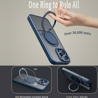 For iPhone 14 Pro Max 360-degree Rotating MagSafe Magnetic Holder Phone Case(Navy Blue) - iPhone 14 Pro Max Cases by PMC Jewellery | Online Shopping South Africa | PMC Jewellery