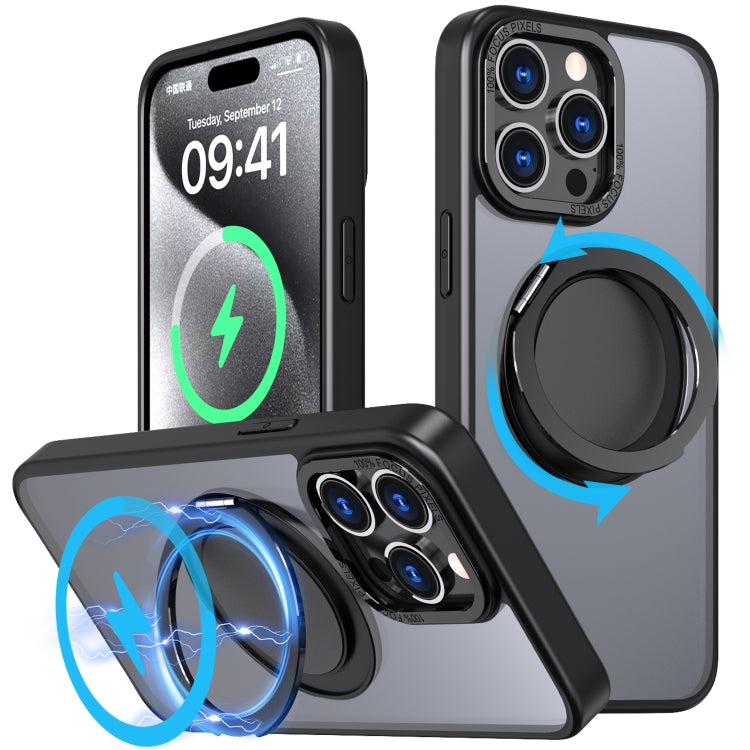 For iPhone 15 Pro 360-degree Rotating MagSafe Magnetic Holder Phone Case(Black) - iPhone 15 Pro Cases by PMC Jewellery | Online Shopping South Africa | PMC Jewellery