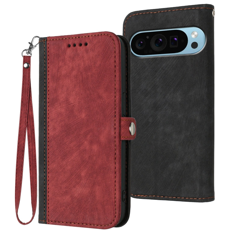 For Google Pixel 9 Pro Side Buckle Double Fold Hand Strap Leather Phone Case(Red) - free shipping - PMC TechLife - Order now!