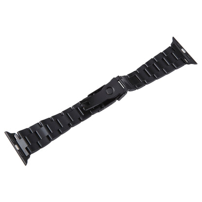 For Apple Watch Series 2 38mm Three-Bead Stainless Steel Watch Band(Black Gold) - Watch Bands by PMC Jewellery | Online Shopping South Africa | PMC Jewellery