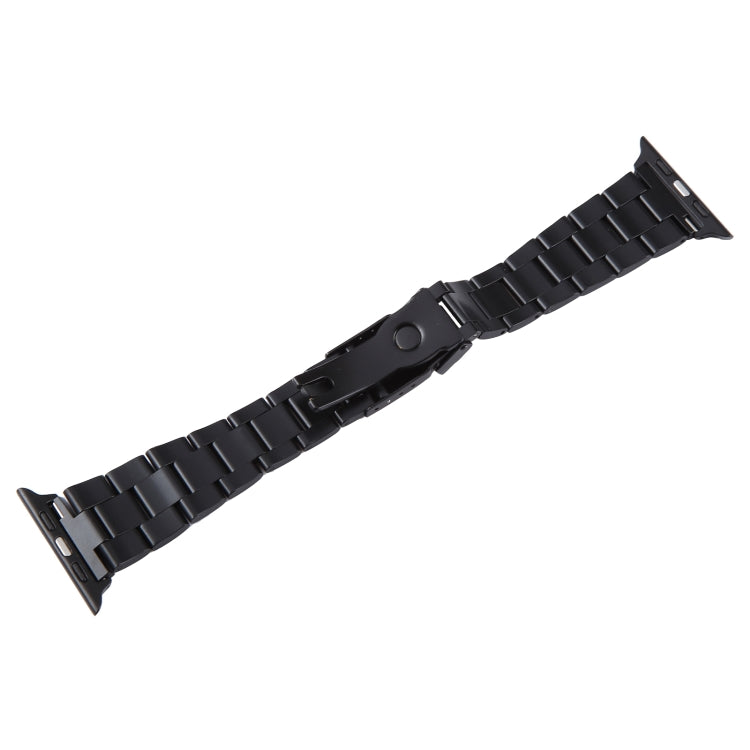 For Apple Watch 42mm Three-Bead Stainless Steel Watch Band(Black Gold) - Watch Bands by PMC Jewellery | Online Shopping South Africa | PMC Jewellery