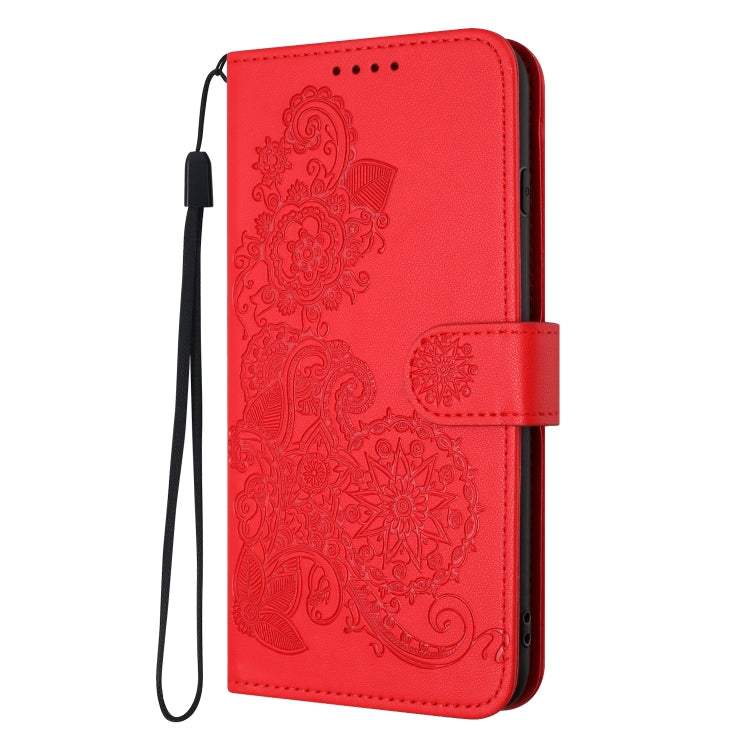 For Google Pixel 9 Pro Datura Flower Embossed Flip Leather Phone Case(Red) - Google Cases by PMC TechLife | Online Shopping South Africa | PMC TechLife | Buy Now Pay Later Mobicred