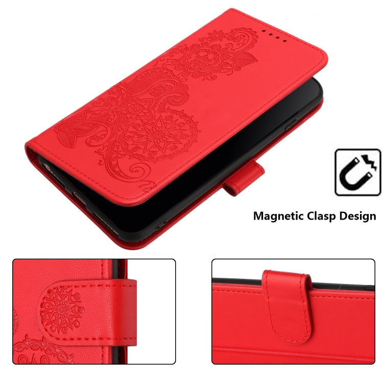 For Google Pixel 9 Pro Datura Flower Embossed Flip Leather Phone Case(Red) - Google Cases by PMC TechLife | Online Shopping South Africa | PMC TechLife | Buy Now Pay Later Mobicred