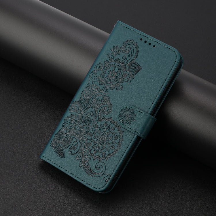 For Google Pixel 9 Pro Datura Flower Embossed Flip Leather Phone Case(Dark Green) - Google Cases by PMC TechLife | Online Shopping South Africa | PMC TechLife | Buy Now Pay Later Mobicred
