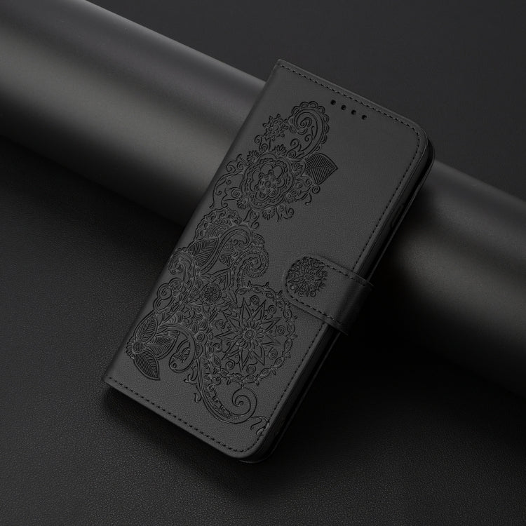 For Google Pixel 9 Datura Flower Embossed Flip Leather Phone Case(Black) - Google Cases by PMC TechLife | Online Shopping South Africa | PMC TechLife | Buy Now Pay Later Mobicred
